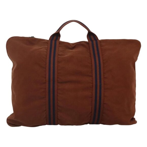 HERMES Fourre ToutPorte Documents Business Bag Canvas Brown Navy - Picture 2 of 15